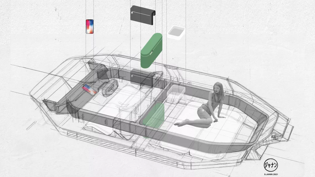 2023 GAC Van Life Concept. Imagen boceto interior.