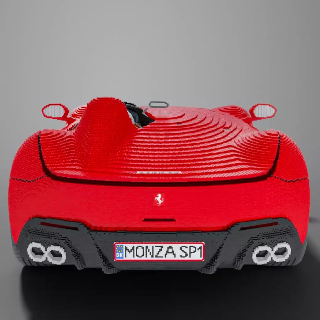 2023 Ferrari Monza SP1 Lego. Imagen trasera.