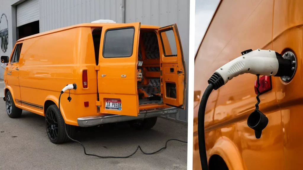 2023 Tesla swapped Ford E 100 Van 6 Motor16