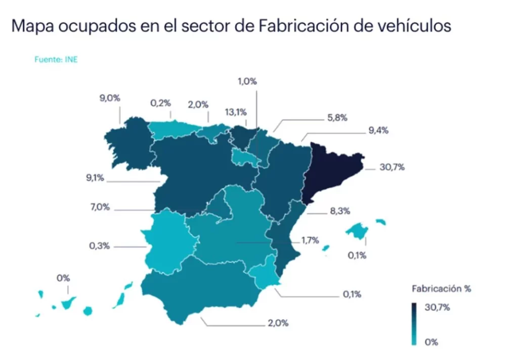 Randstad sector Automocion 2024 ocupados CCAA fabricacion Motor16