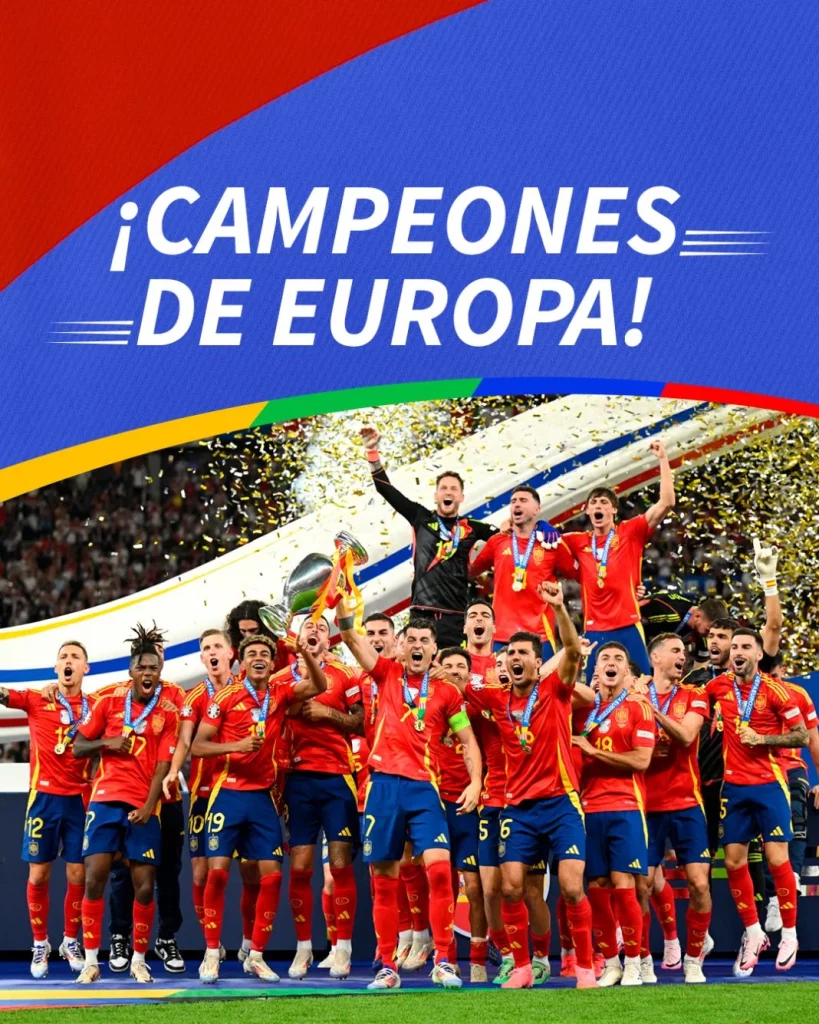 La selección española celebra el triunfo en la Eurocopa 2024.