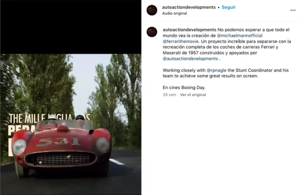 instagram pelicula ferrari auto action Motor16