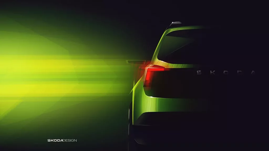 2024 Skoda Kylaq Teaser. Imagen trasera.