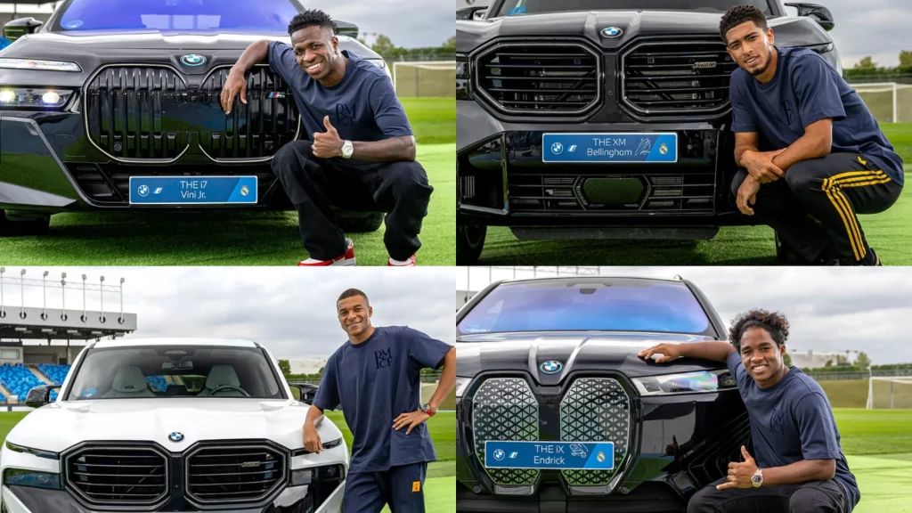 Los coches de Endrick, Bellingham, Mbappe y Vinicius Jr, las principales figuras del Real Madrid