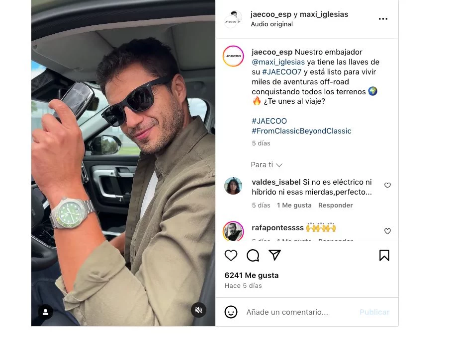 MAXI IGLESIAS JAECOO 7 INSTAGRAM Motor16