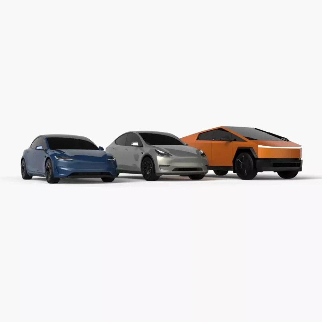 2024 Tesla Model 3, Model Y, Cybertruck. Vinilo. Imagen.