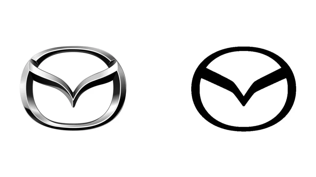 2025 Emblemas antiguo y nuevo Mazda.