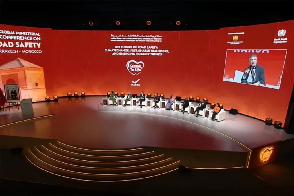 El ministro del Interior, Fernando Grande-Marlaska, durante su intervención en la IV Conferencia Mundial de Ministros por la Seguridad Vial.