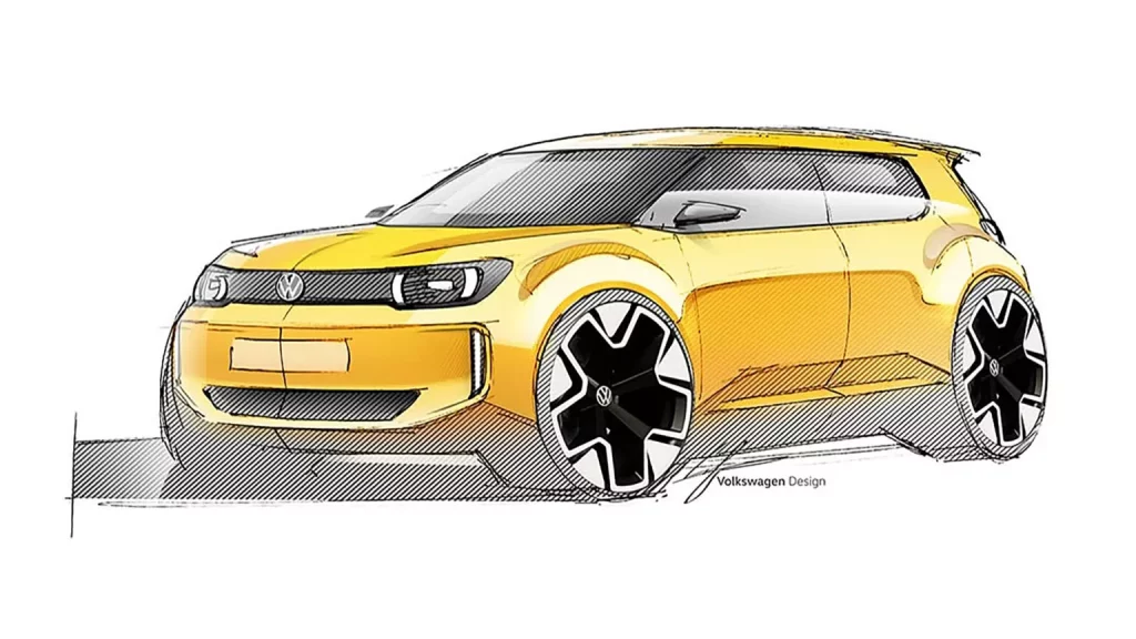 2025 Volkswagen ID. Bocetos. Imagen delantera.