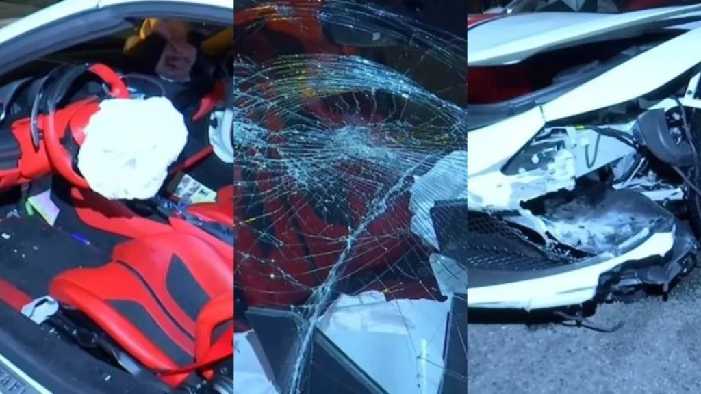 Las consecuencias del accidente del Ferrari F8 Spider