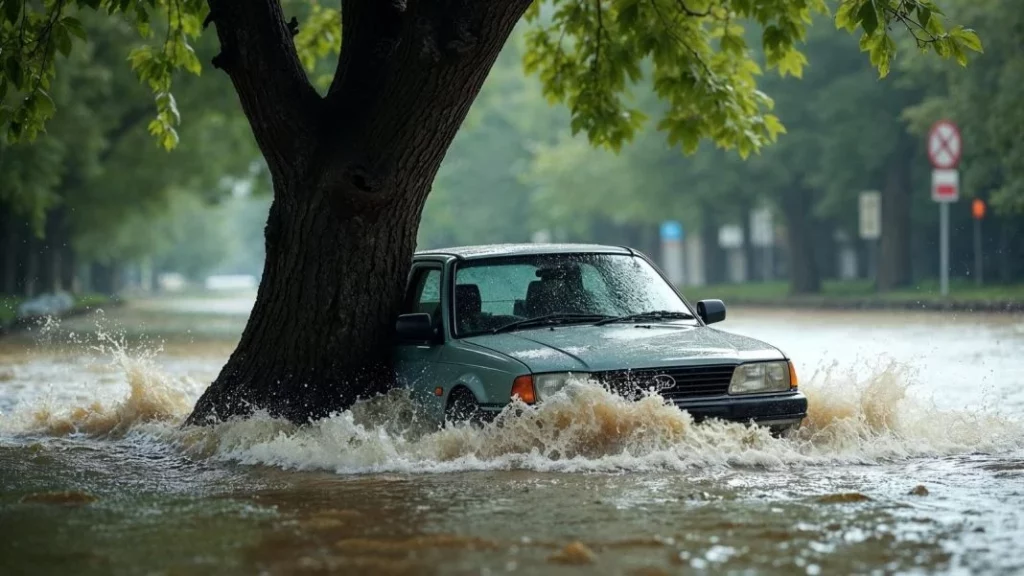 Lluvia y baches: un peligro en la carretera